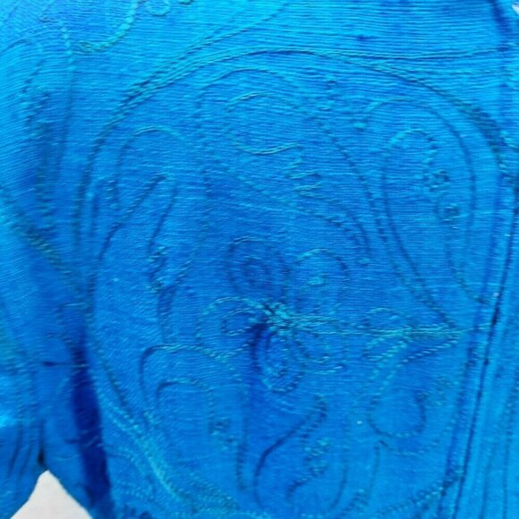 VTG Maggy London Blue Embroidered Flowers Dress, Cap Sleeves, Size 14 Vintage - Picture 7 of 9